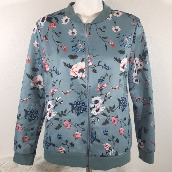 FLORAL PRINT ZIPPER CASUAL JACKET WOMEN’S medium - Picture 1 of 5